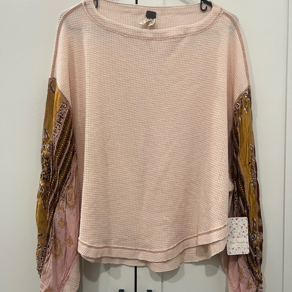 FREE PEOPLE womens XS Blossom Thermal Top In Rose NWT - Picture 4 of 14